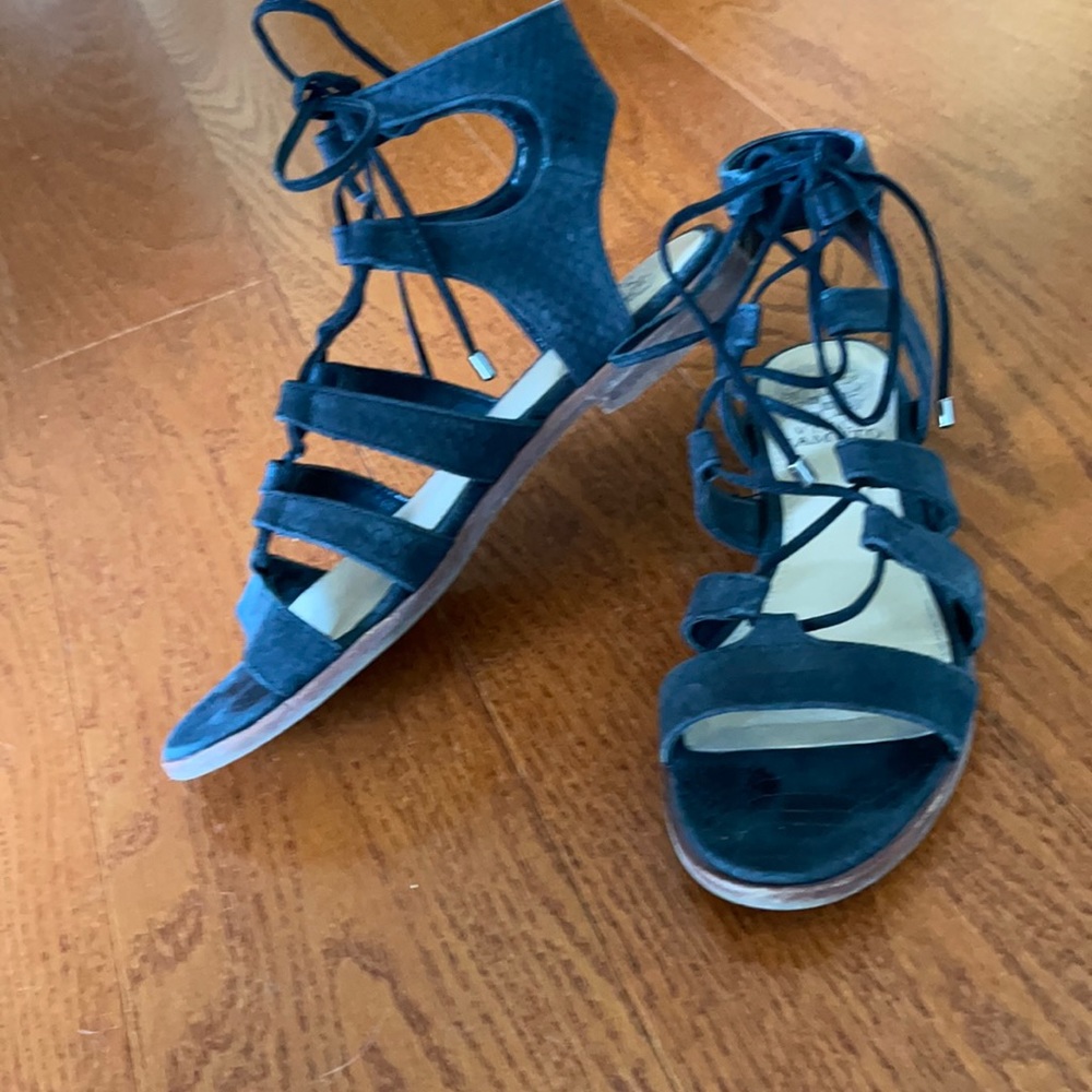 Vince can UTI reptile embossed lace up gladiator sandals